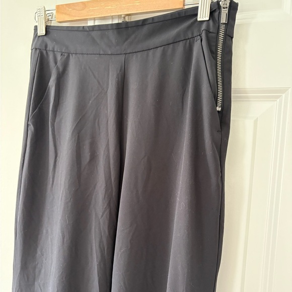Athleta Gramercy Wide Leg Button Track Trouser Pants Black - Picture 13 of 14